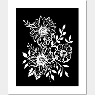 Sunflowers, Wildflowers, Boho, Hippie, Hand drawn Posters and Art